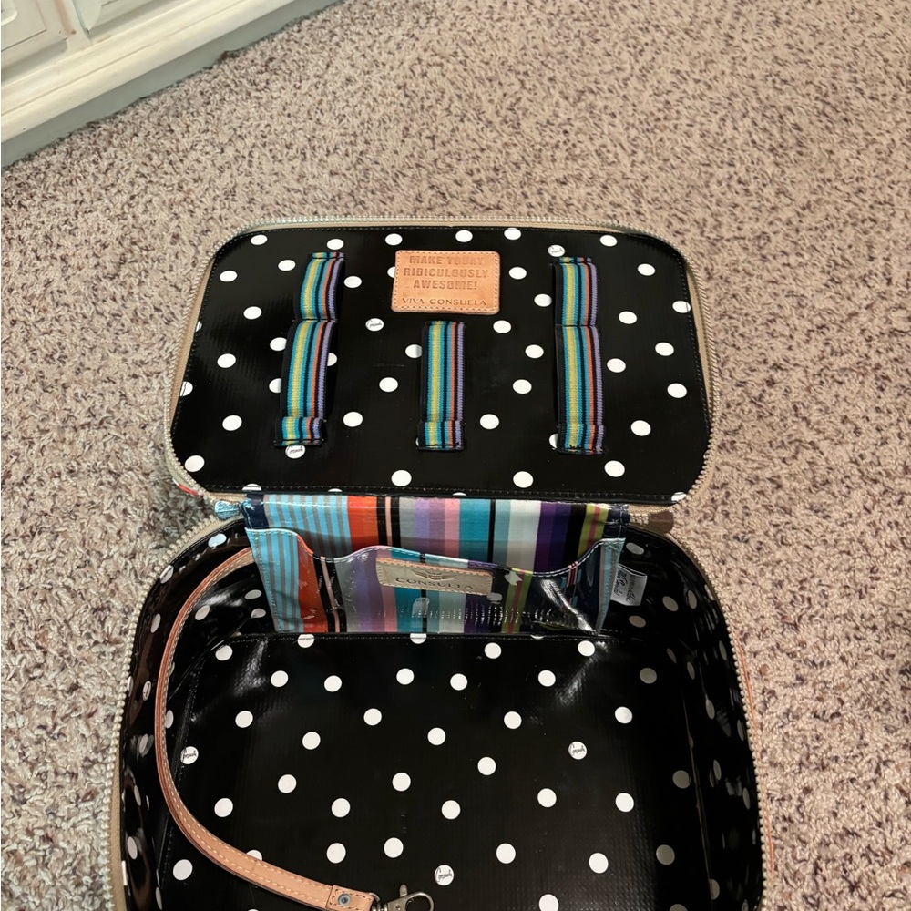 Consuela Train Case Cosmetic Bag.